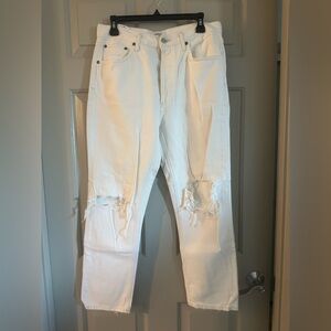 Agolde Women’s White Distressed Relaxed Jeans